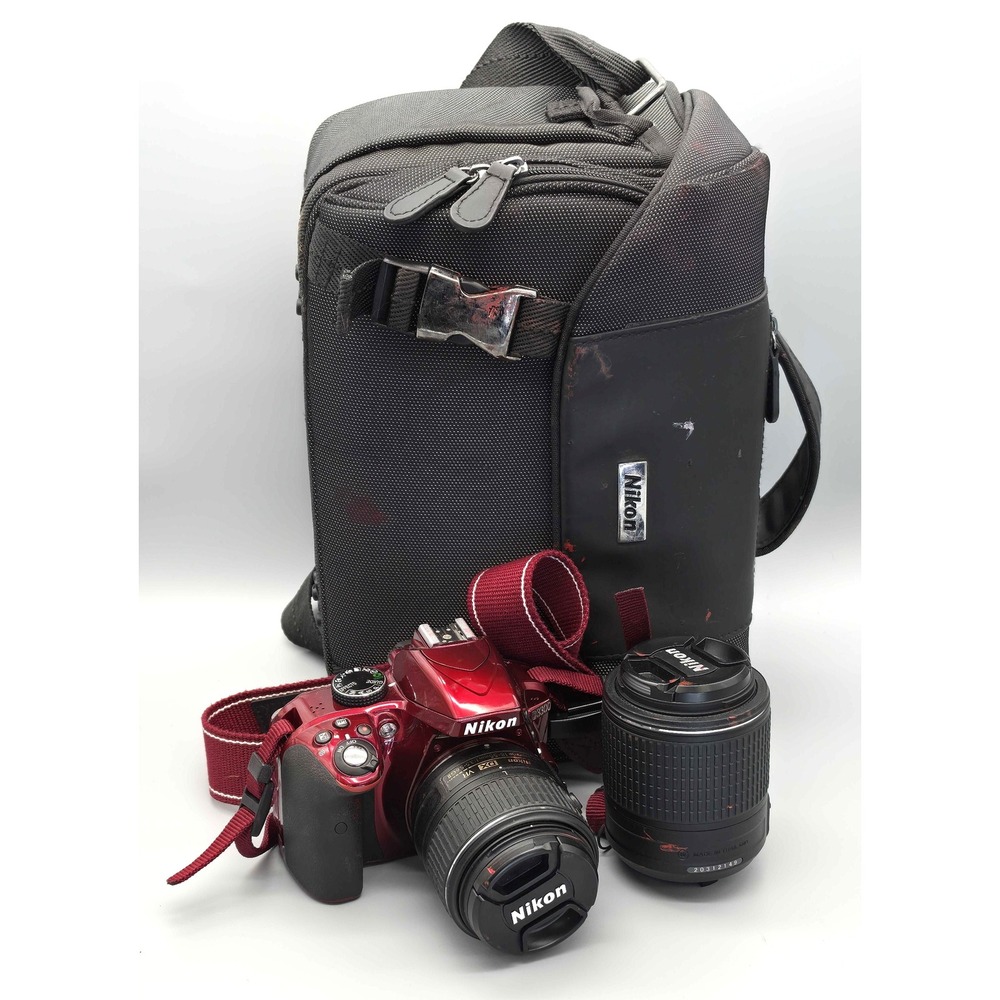 Nikon D3300 DSLR Camera Red w/ Camera Bag &18-200m Lens Shutter#1392 (GNP019468)